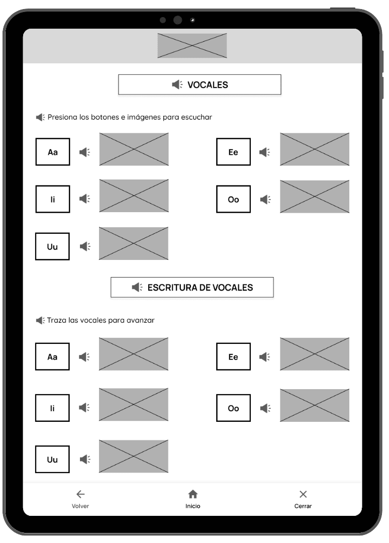 Digital Wireframes de Letra a Letra - Tablet