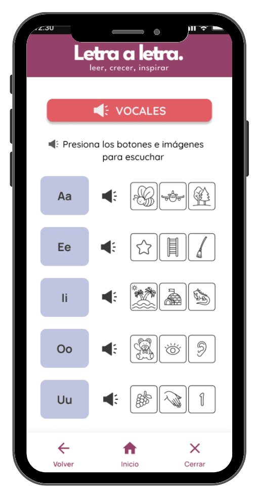 Responsive designs de Letra a Letra - Phone